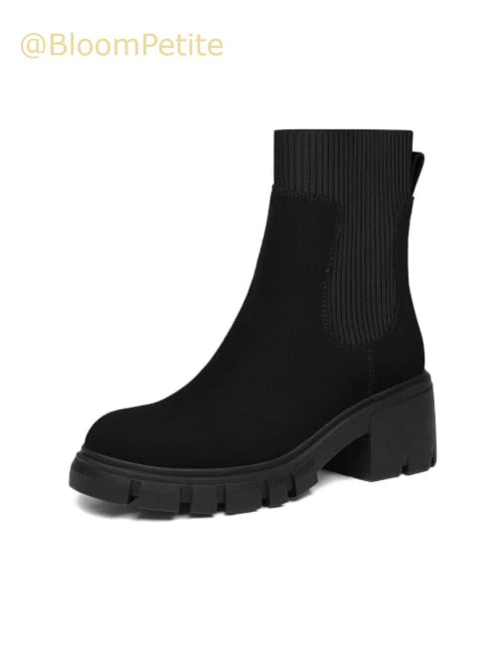 Chunky Platform Chelsea Ankle Boots Suede Pull-On Lug Sole